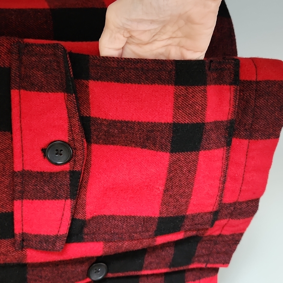 Old Navy, Mens, Large, Red&Black Plaid Jacket, Top Half Thick Fleece - Picture 4 of 13